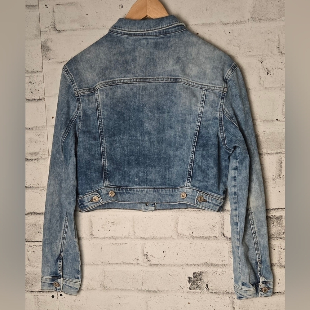Mavi Rosie Cropped Denim Jacket Blue Button Front Size XL - Picture 5 of 16